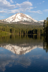 Lassen peak reflected in Manzanita lake