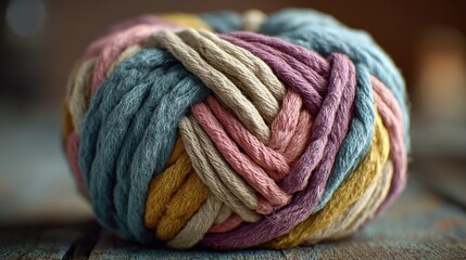 Artisanal Handcrafted Yarn Ball Featuring Unique Blended Color Palettes