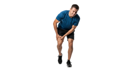 Man experiencing sudden leg discomfort after exercise, highlighting the need for sports injury awareness and proper athletic training techniques