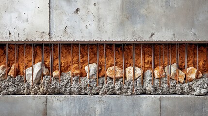 Exposed Concrete Facade with Aggregate, Reinforcement and Earthy Fills as a Feature Wall