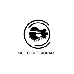 vector logo design guitar fork spoon plate cafe restaurant music