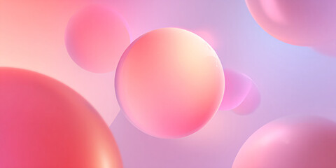 Abstract illustration with pink bubbles on a blurred background. geometric shapes. pastel colors. banner. beauty.