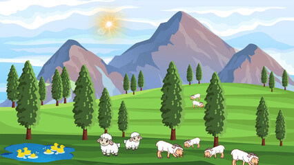 landscape with mountains