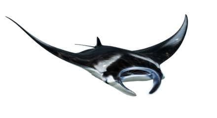 Magnificent manta ray gliding gracefully through the depths ocean with its elegant form creating captivating oceanic marine scenery isolated shot