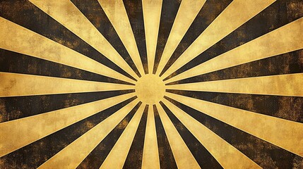 Striking Sunburst Pattern with Golden Rays on Textured Dark Background