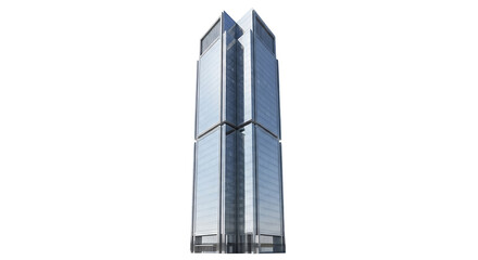 Obraz premium Modern Architecture: A Captivating View of a Contemporary Glass Skyscraper Against a Clear Sky, highlighting its towering presence and architectural