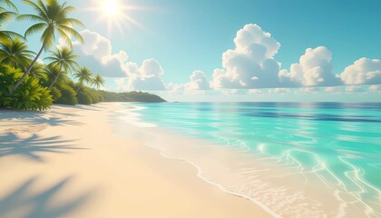 Fototapeta premium Paradise vacation: serene tropical beach and tranquil blue ocean