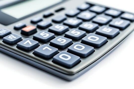 CloseUp of Gray Calculator Keys Showing Numbers Against a White Background