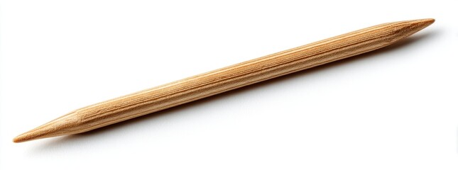 Wooden tool, oblong shape, pointed ends, light tan color