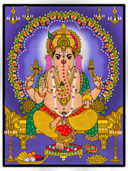 hand drawn digital art of lord ganesha