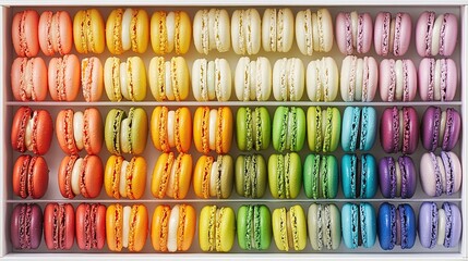 Close - up of Colorful Macarons French Dessert Food Themed Scene Material