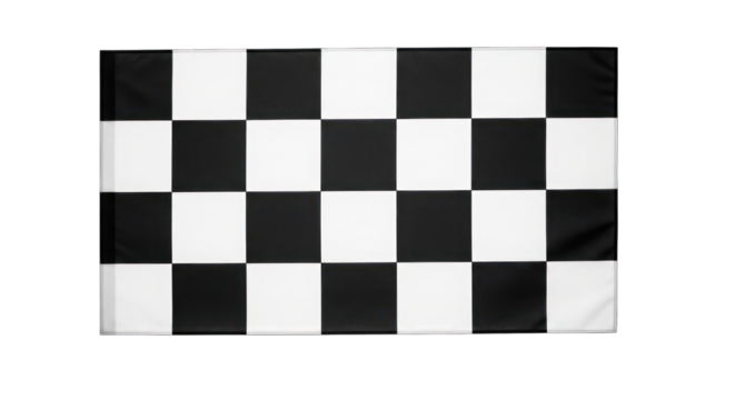 Black and white checkered flag waving on a black background