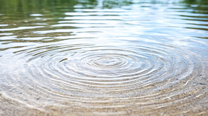 Fototapeta premium Calm water ripples create serene atmosphere near shore, inviting tranquility and reflection