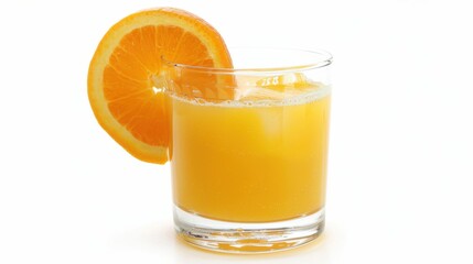 Bright Summer Beverage Close-Up: Fresh Orange Juice in Cup with White Background & Organic Oranges