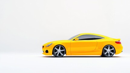 Yellow generic concept sports car on white