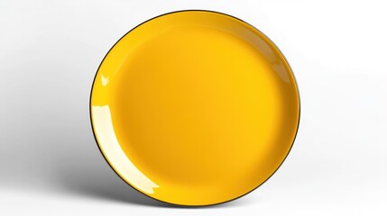 Empty yellow plate on white background
