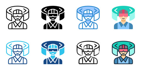 Virtual Reality Glasses icon set multiple style collection 
