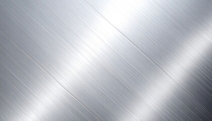 Reflective Brushed Stainless Steel Texture Background with Diagonal Grain and Silver Hues