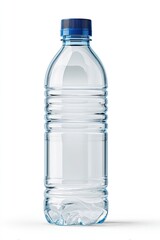 Fototapeta premium Clear, light-blue plastic water bottle with a dark-blue cap