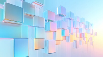 Fototapeta premium Iridescent glass blocks on gradient background