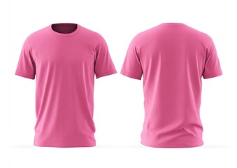 Front and back view of a vibrant pink t-shirt (5)