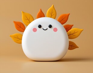 Cheerful Cartoon Ghost with Autumn Foliage Background