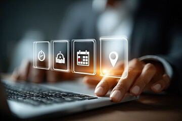 Typing on Laptop with Virtual Icons