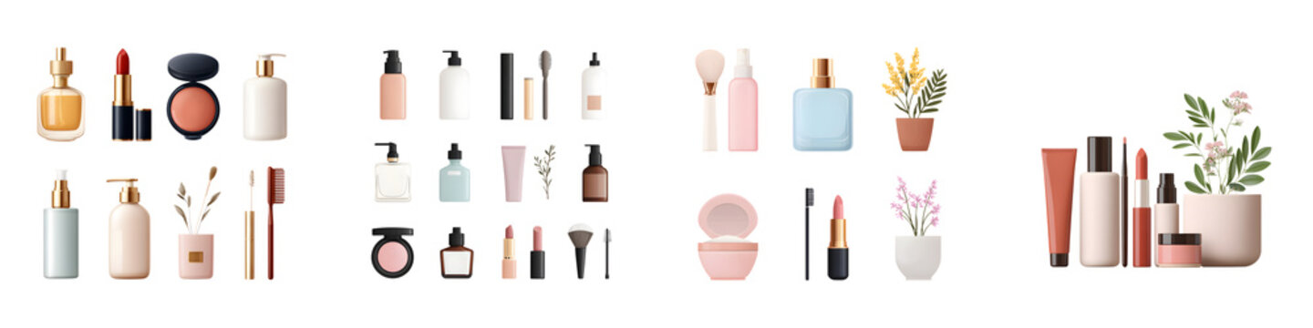 Cosmetics and Beauty Products Collection: Elegant Still Life for Marketing and Advertising