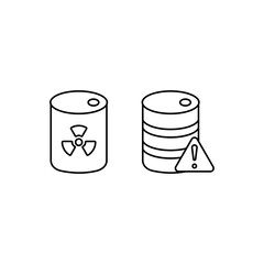 Barrels with hazard symbols for radioactive and dangerous substances. Perfect for illustrating safety protocols, environmental hazards, or industrial concepts.