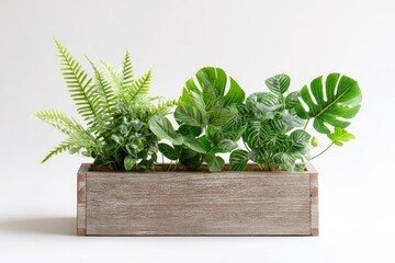 Wooden planter box filled with lush greenery (1)
