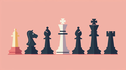 International Chess Day July 20, chess pieces flat vector, pastel banner, clean layout, isolated background, minimal illustration
