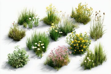 Collection of diverse wildflowers and grasses