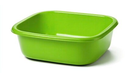 Empty bright green plastic rectangular dishpan