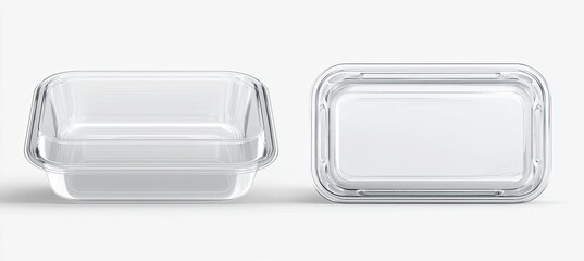 Two clear rectangular food containers