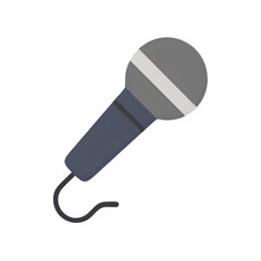 Microphone icon isolated on white background, flat vector audio symbol for voice recording, podcast, music, broadcasting, apps, web, UI, and modern sound technology design projects