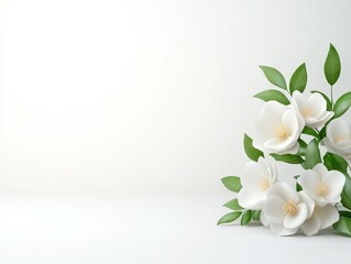 Fototapeta premium White blossoms, minimalist style