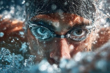 Focused swimmer underwater