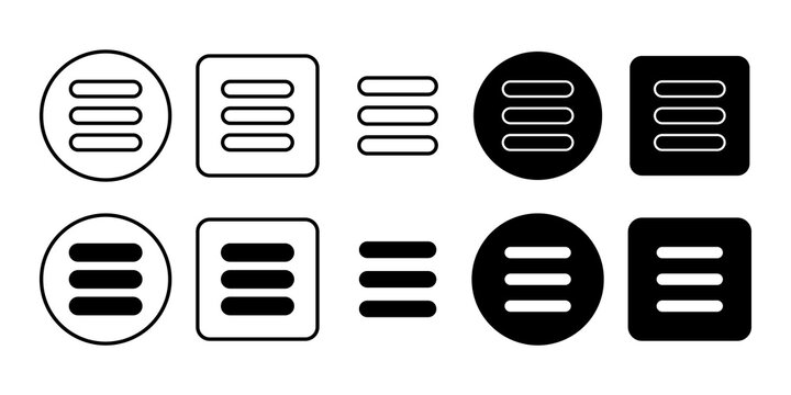 Flat vector illustration of menu hamburger icon isolated, three line navigation symbol