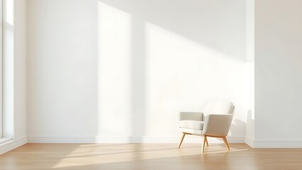 Minimalist living room corner featuring a single armchair, embodying simplicity and calm.