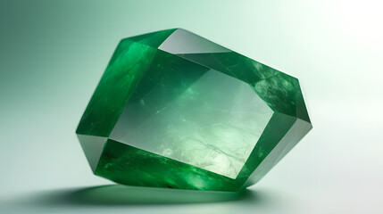 Glowing green nephrite gem centered on minimalist background with soft gradient lighting