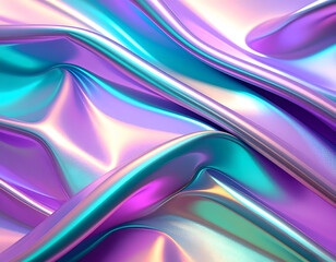 Fototapeta premium Iridescent Fabric Waves A Mesmerizing Display of Fluidity and Light