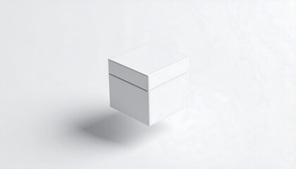 White Square Cosmetic Jar Mockup Floating with Soft Drop Shadow Isolated on White Background