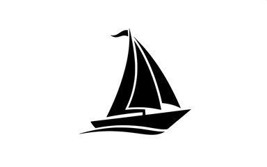 Black and white minimalist sailboat illustration, perfect for nautical or travel-themed designs