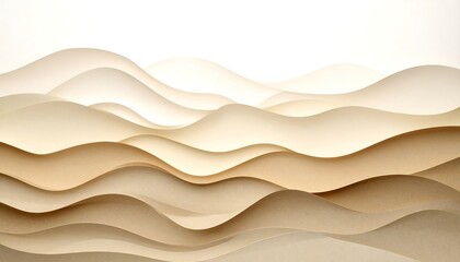 Layered Paper Dunes Abstract Composition In Tonal Beige Tones With Shadow Play