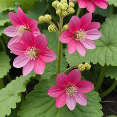 Close up of flowering rhubarb (Rheum rhabarbarum)