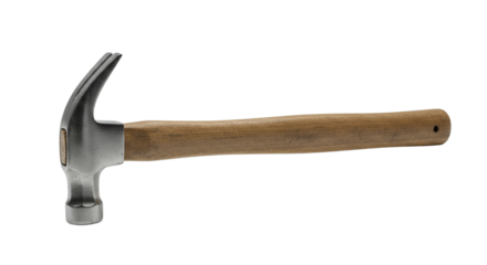 Classic claw hammer with wooden handle, embodying durability and traditional craftsmanship for construction and repair projects tools equipment