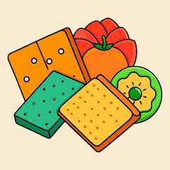 illustration of a cheese and a sandwich