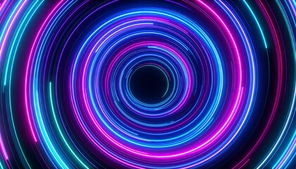 Abstract Neon Circles: Vibrant, Concentric Light Trails