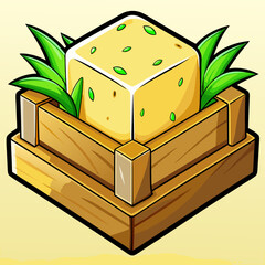 illustration of a green plant in a box
