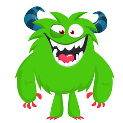 Fototapeta premium Cartoon funny monster character design with funny face expression. Halloween vector illustration 